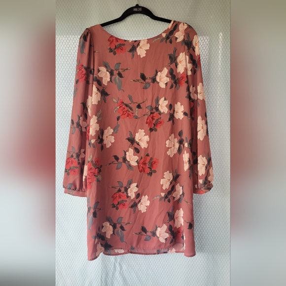 Lulu's Rosalinda Mauve Floral Long Sleeve Shift Dress - Picture 2 of 5